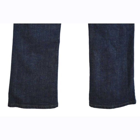 BeBe Dark Denim Jeans Size 31 Back Pocket Silver Sequin Detail Logo Boot Cut - Picture 7 of 7